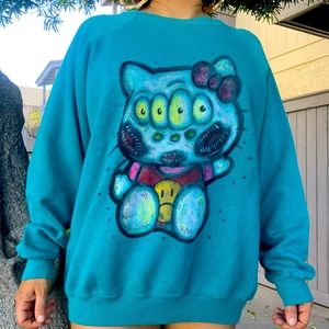 Hand painted 1 of 1 “KITTY” Crewneck